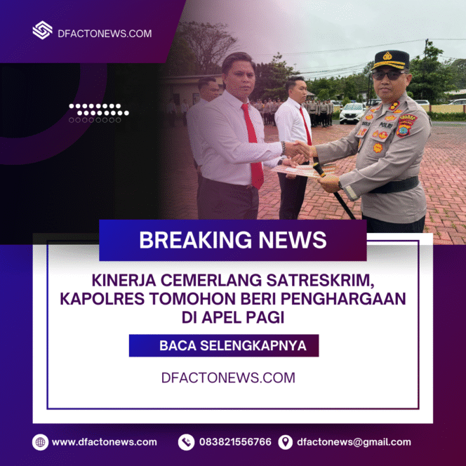 
					Kinerja Cemerlang Satreskrim, Kapolres Tomohon Beri Penghargaan di Apel Pagi