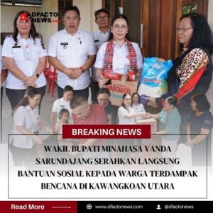 Wakil Bupati Minahasa Vanda Sarundajang Serahkan Langsung Bantuan Sosial Kepada Warga Terdampak Bencana Di Kawangkoan Utara
