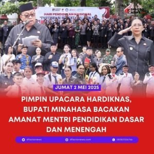 Pimpin Upacara Hardiknas, Bupati Minahasa Bacakan Amanat Mentri Pendidikan Dasar Dan Menengah