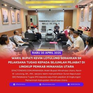 Wakil Bupati Kevin Lotulung Serahkan SK Pelaksana Tugas kepada Sejumlah Pejabat di Lingkup Pemkab Minahasa Utara