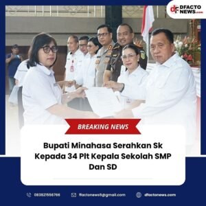 Bupati Minahasa Serahkan Sk Kepada 34 Plt Kepala Sekolah SMP Dan SD