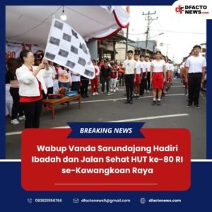 Wabup Vanda Sarundajang Hadiri Ibadah dan Jalan Sehat HUT ke-80 RI se-Kawangkoan Raya