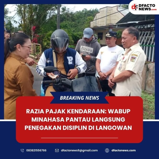 
					RAZIA PAJAK KENDARAAN: WABUP MINAHASA PANTAU LANGSUNG PENEGAKAN DISIPLIN DI LANGOWAN