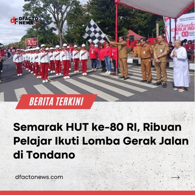 
					Semarak HUT ke-80 RI, Ribuan Pelajar Ikuti Lomba Gerak Jalan di Tondano