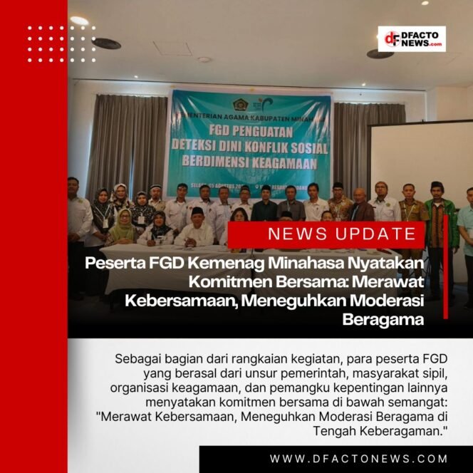 
					Peserta FGD Kemenag Minahasa Nyatakan Komitmen Bersama: Merawat Kebersamaan, Meneguhkan Moderasi Beragama