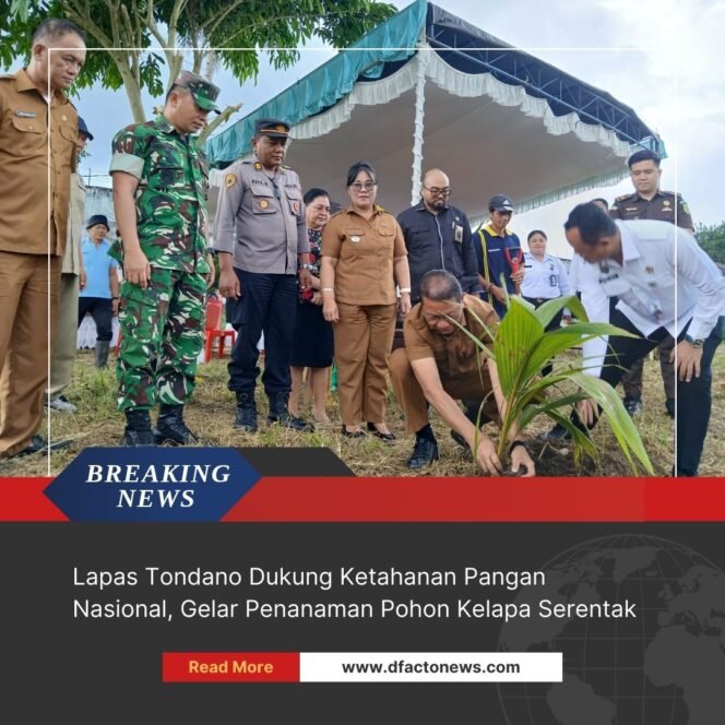 
					Lapas Tondano Dukung Ketahanan Pangan Nasional, Gelar Penanaman Pohon Kelapa Serentak