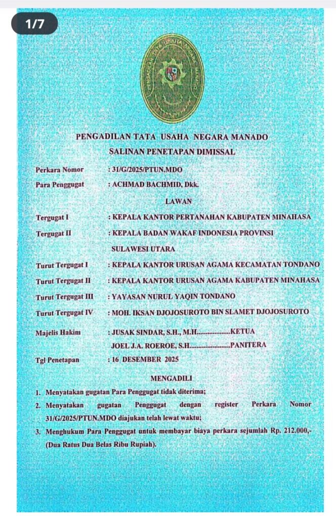 
					Gugatan Wakaf Kandas, PTUN Tegaskan Yayasan Nurul Yaqin Nadzhir Sah