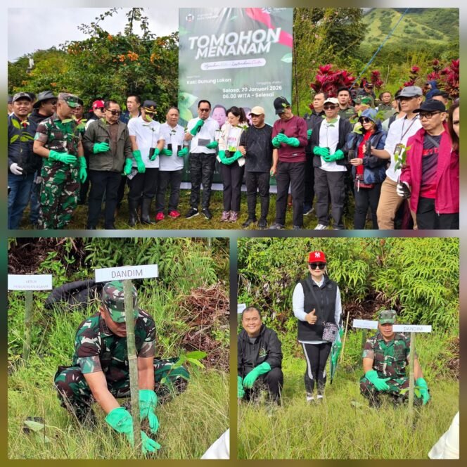 
					Danramil 02/Eris Wakili Dandim, TNI Aktif dalam Penghijauan Kota Tomohon