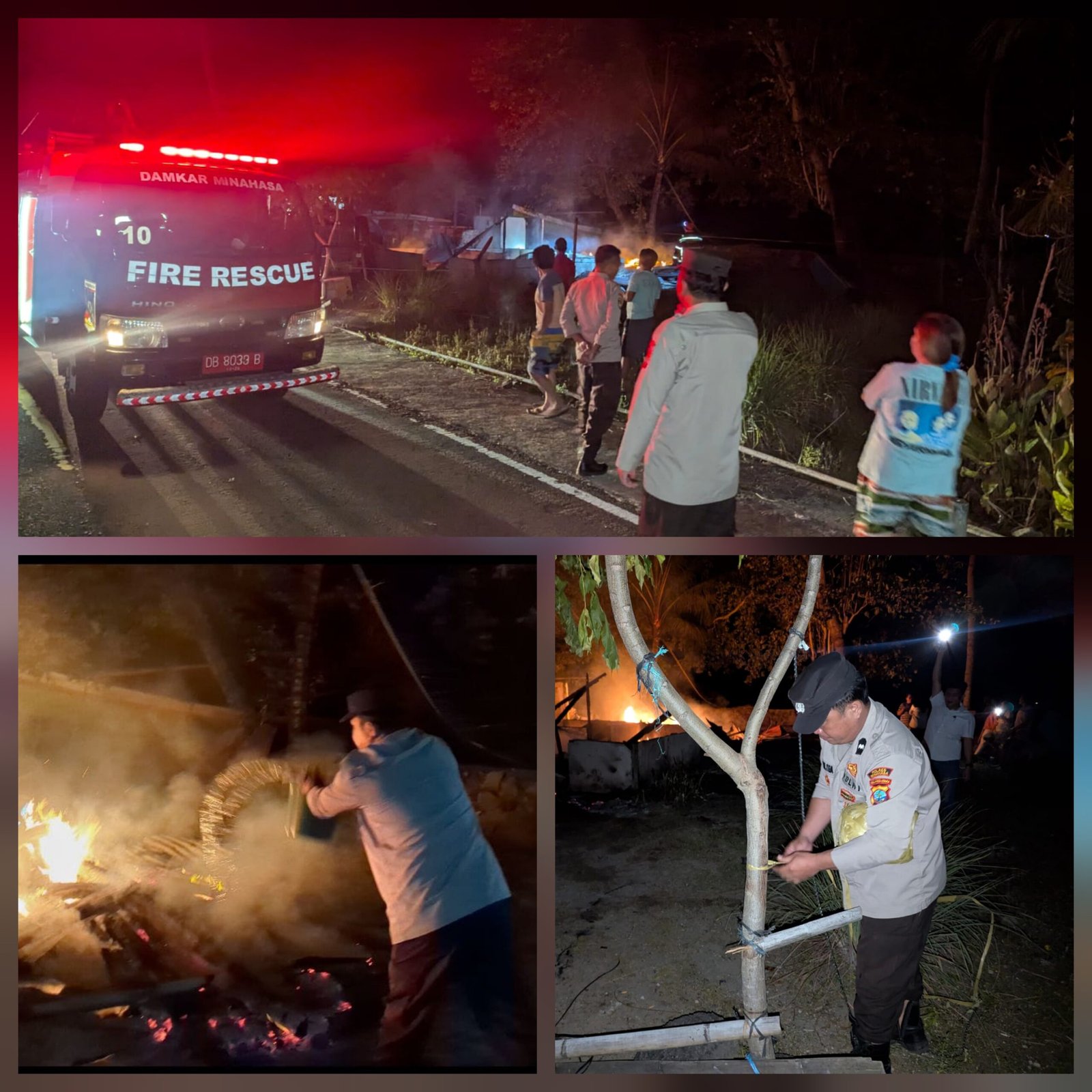 Polsek Kakas Tangani Kebakaran Rumah Warga di Tumpaan Jaga II