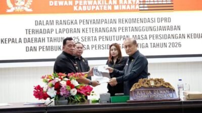 DPRD Minahasa Serahkan Rekomendasi LKPJ 2025, Tekankan Perbaikan Kinerja Pemerintah