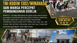 Kebersamaan TNI Kodim 1302 Minahasa dan Warga Percepat Pembangunan Gereja