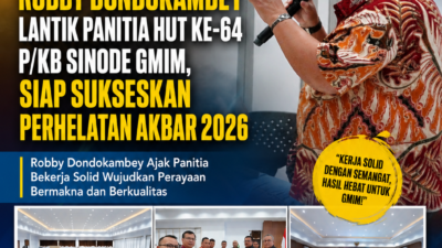 Bupati Minahasa Robby Dondokambey Lantik Panitia HUT ke-64 P/KB Sinode GMIM, Siap Sukseskan Perhelatan Akbar 2026