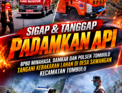BPBD Minahasa Bersama Tim Gabungan Tangani Kebakaran Lahan di Desa Sawangan