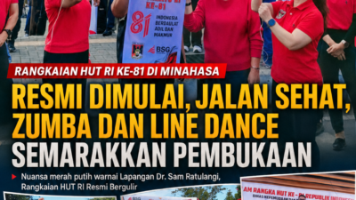 Rangkaian HUT RI Ke-81 di Minahasa Resmi Dimulai, Jalan Sehat, Zumba dan Line Dance Semarakkan Pembukaan